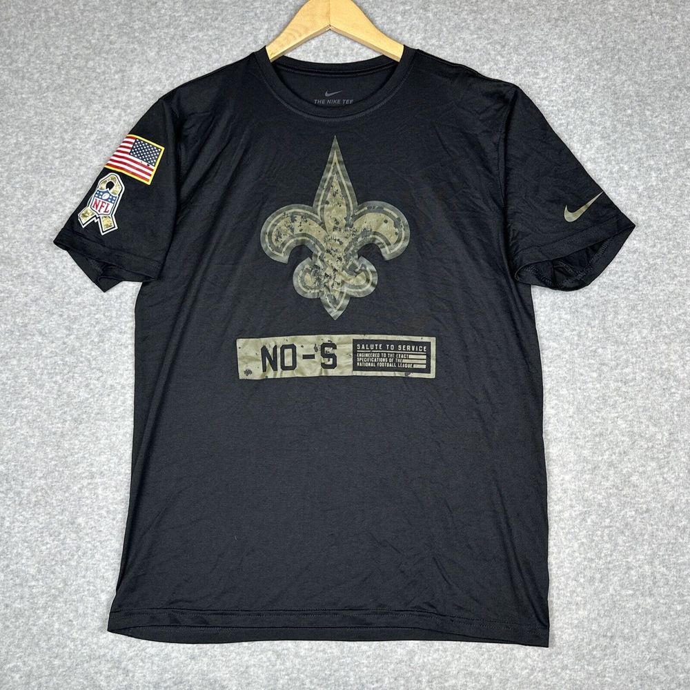 Nike New Orleans Saints Shirt Mens M Black Camo Salute To Service Dri-Fit Crew